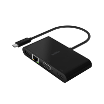 BELKIN USB-C Multimedia Adapter + Ladung (GBE, HDMI, VGA, USB-A) 100W