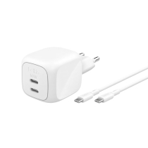 BELKIN Ladegerät 50W 2 Anschlüsse + USB-C auf USB-C Kabel 1m (Weiß)