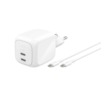 BELKIN Ladegerät 67W 2 Ports USB-C + USB-C auf USB-C Kabel 2m (Weiß)