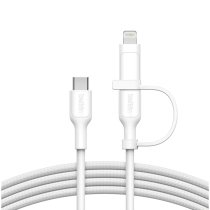 BELKIN BoostCharge Pro Kabel 2-in-1 USB-C und Lightning 1,5m (Weiß)