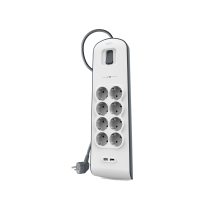 BELKIN Steckdosenleiste/Überspannungsschutz 8 Steckdosen + 2 USB-Anschlüsse - 2m Kabel - Weiß