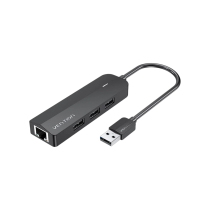 VENTION Hub 3 Ports USB 2.0 + Ethernet-Adapter 100M 0,15m (Schwarz)