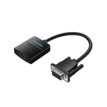VENTION VGA zu HDMI Konverter mit Micro USB Buchse + Audioanschluss 0,15m (Schwarz)